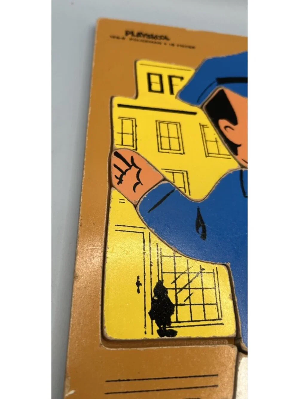Vintage Playskool 195-6 Policeman Wooden Puzzle Puzzle